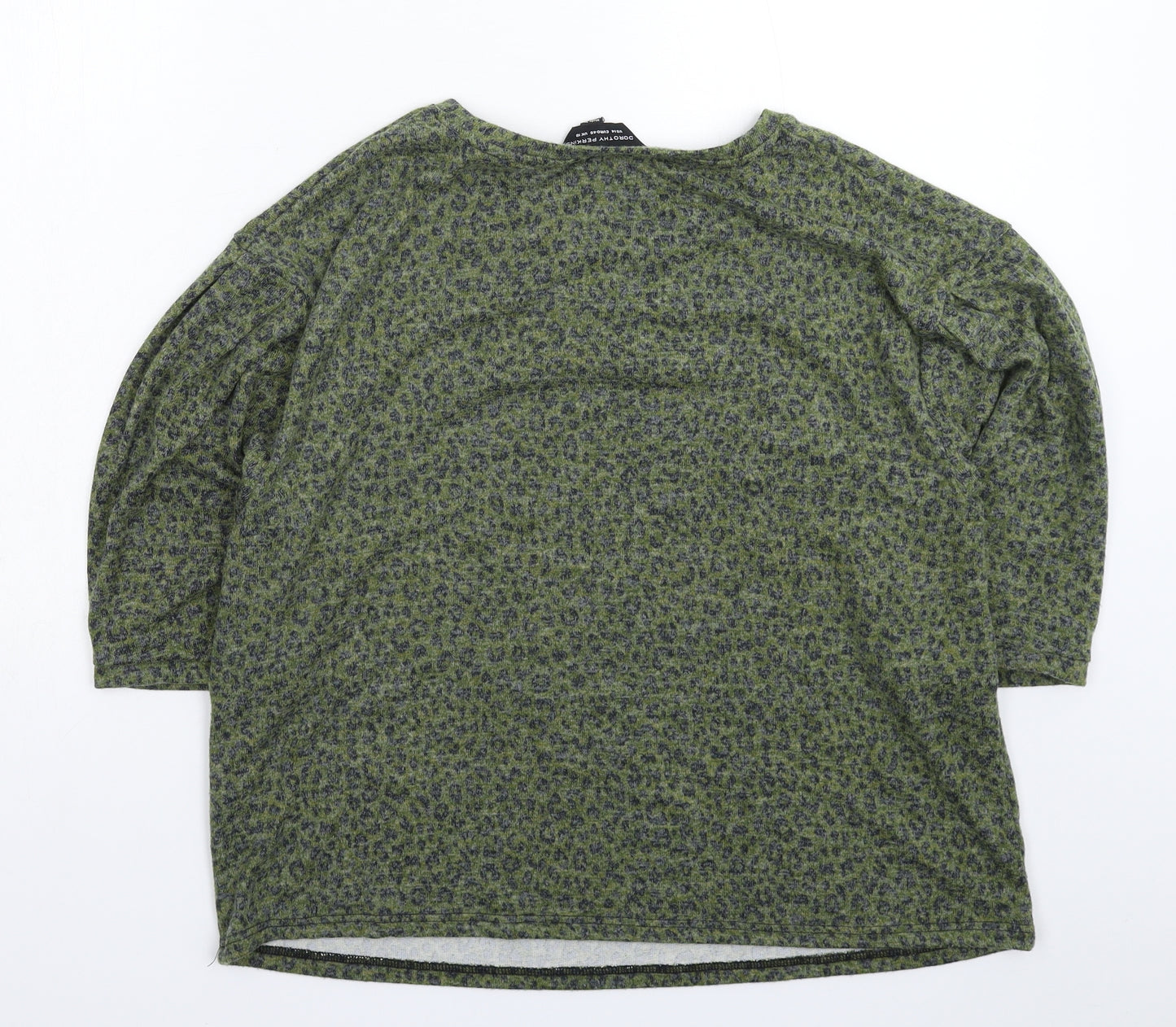 Dorothy Perkins Womens Green Animal Print  Basic T-Shirt Size 18