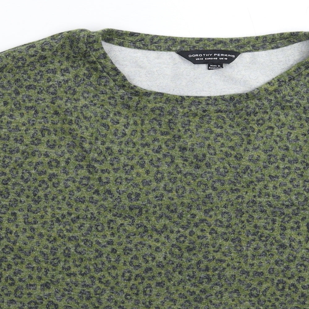 Dorothy Perkins Womens Green Animal Print  Basic T-Shirt Size 18