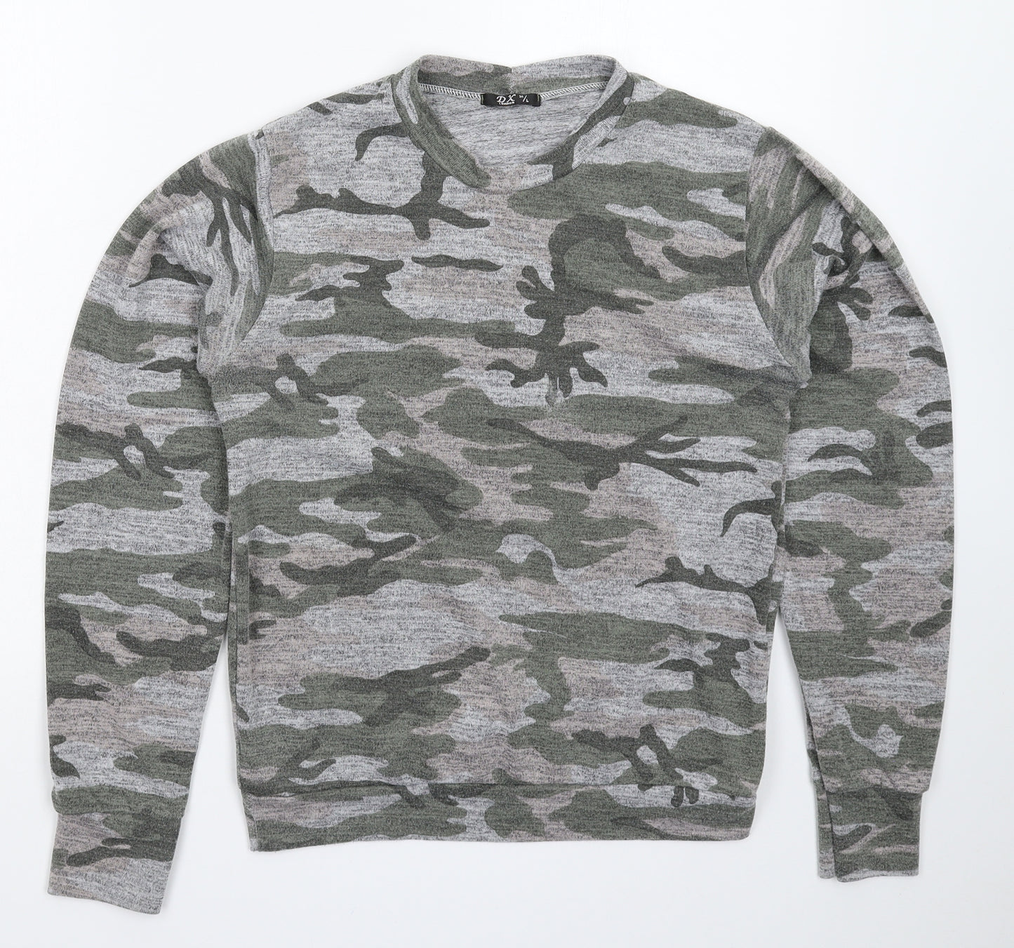 DX London Womens Grey Camouflage Knit Pullover Jumper Size L
