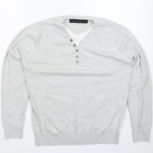 Outrage Mens Grey  Knit Pullover Jumper Size L