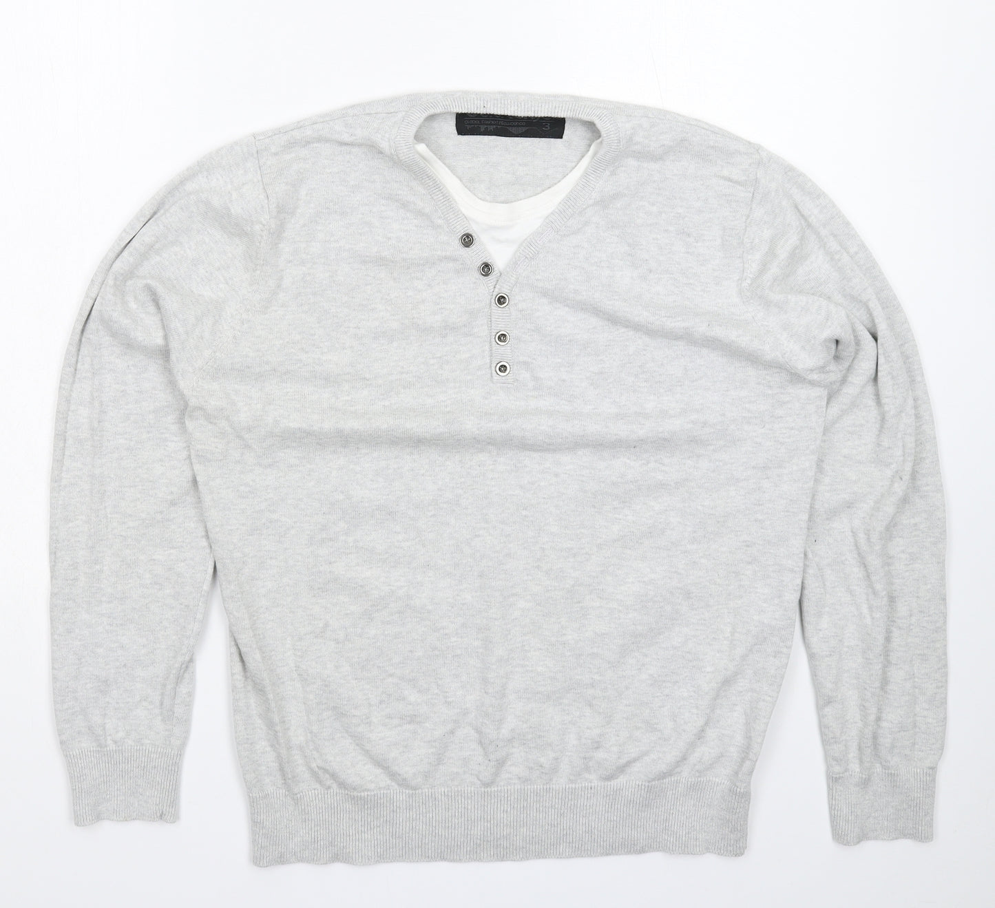 Outrage Mens Grey  Knit Pullover Jumper Size L