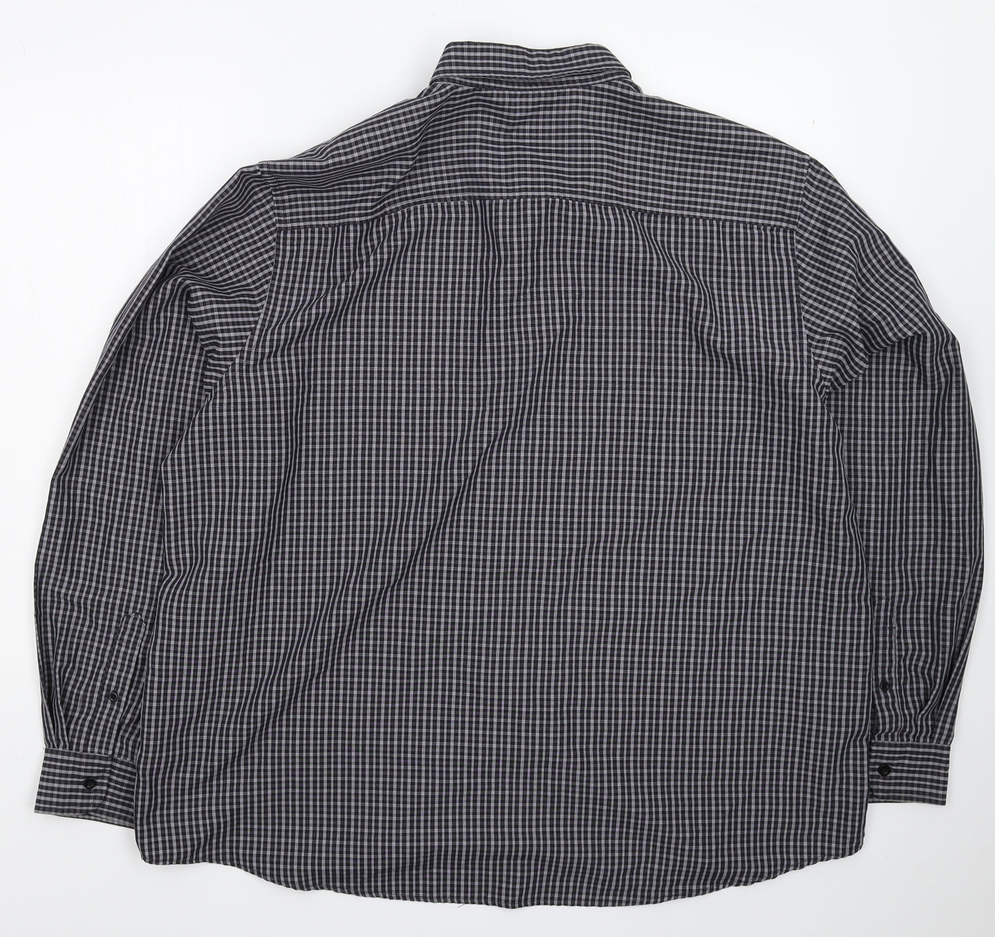 F&F Mens Grey Check   Dress Shirt Size 2XL