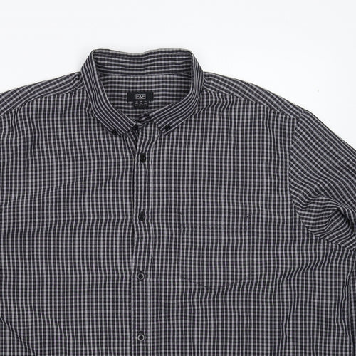 F&F Mens Grey Check   Dress Shirt Size 2XL