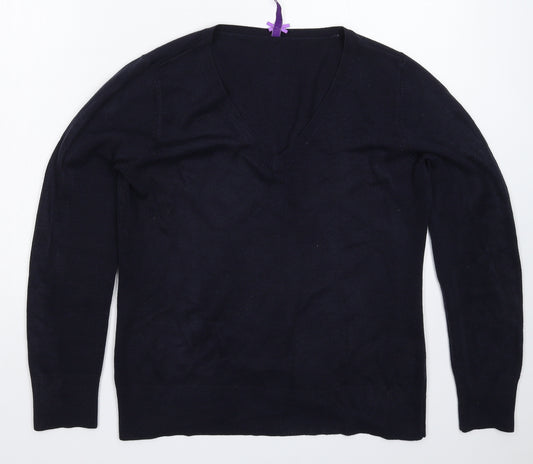 Front view of BHS women’s blue knit jumper, size UK 12