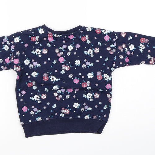 Primark Girls Blue Floral  Pullover Sweatshirt Size 3-4 Years
