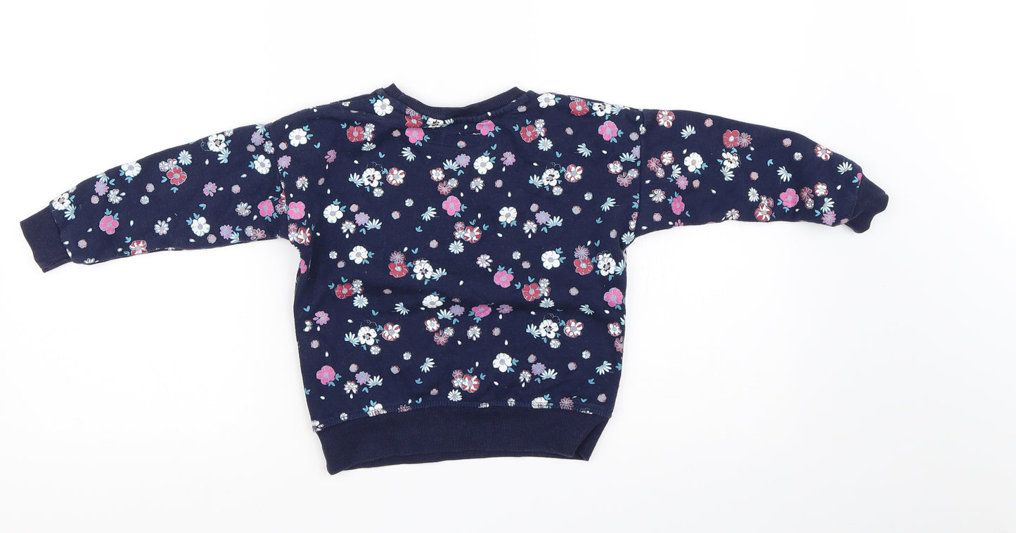 Primark Girls Blue Floral  Pullover Sweatshirt Size 3-4 Years