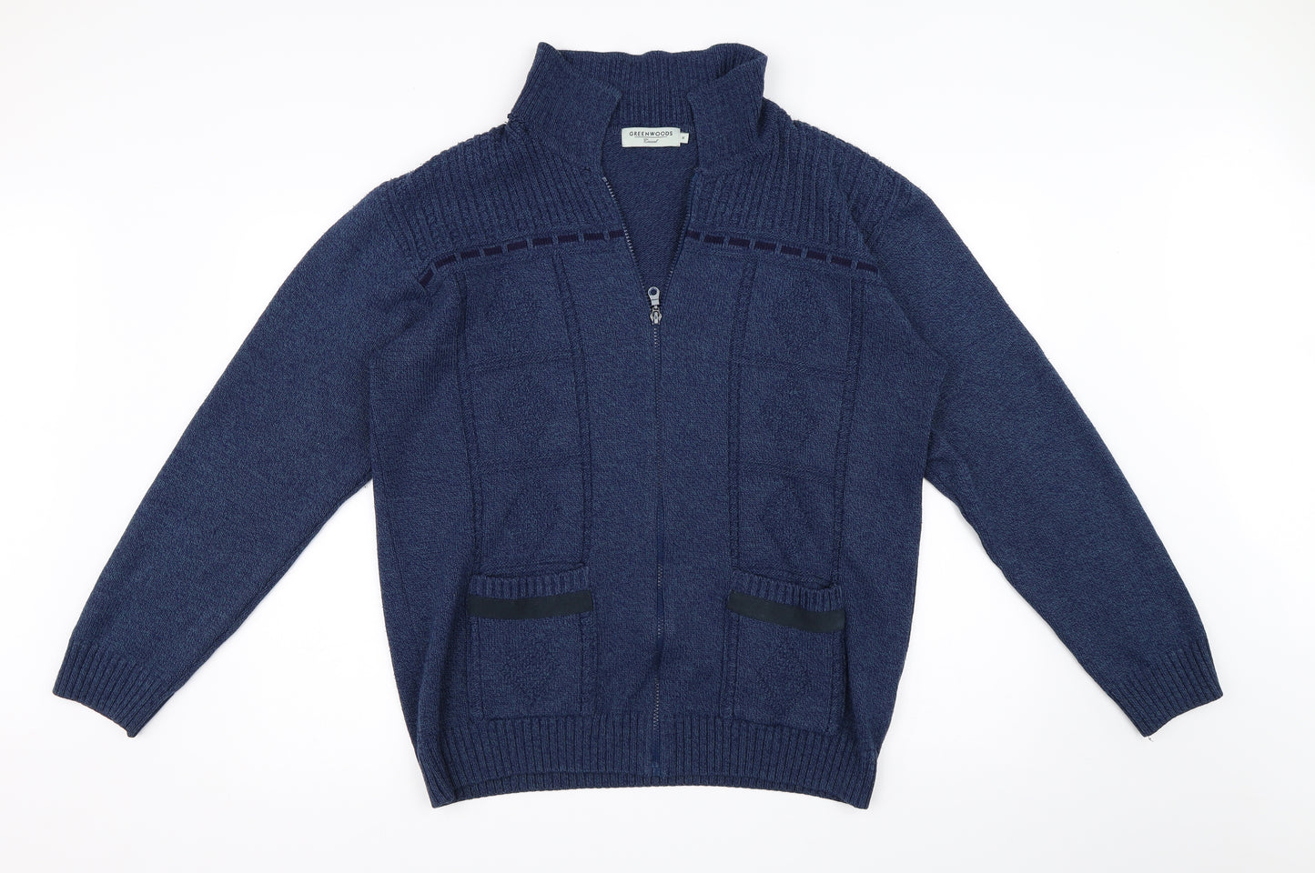 Greenwoods Mens Blue   Full Zip Jumper Size M