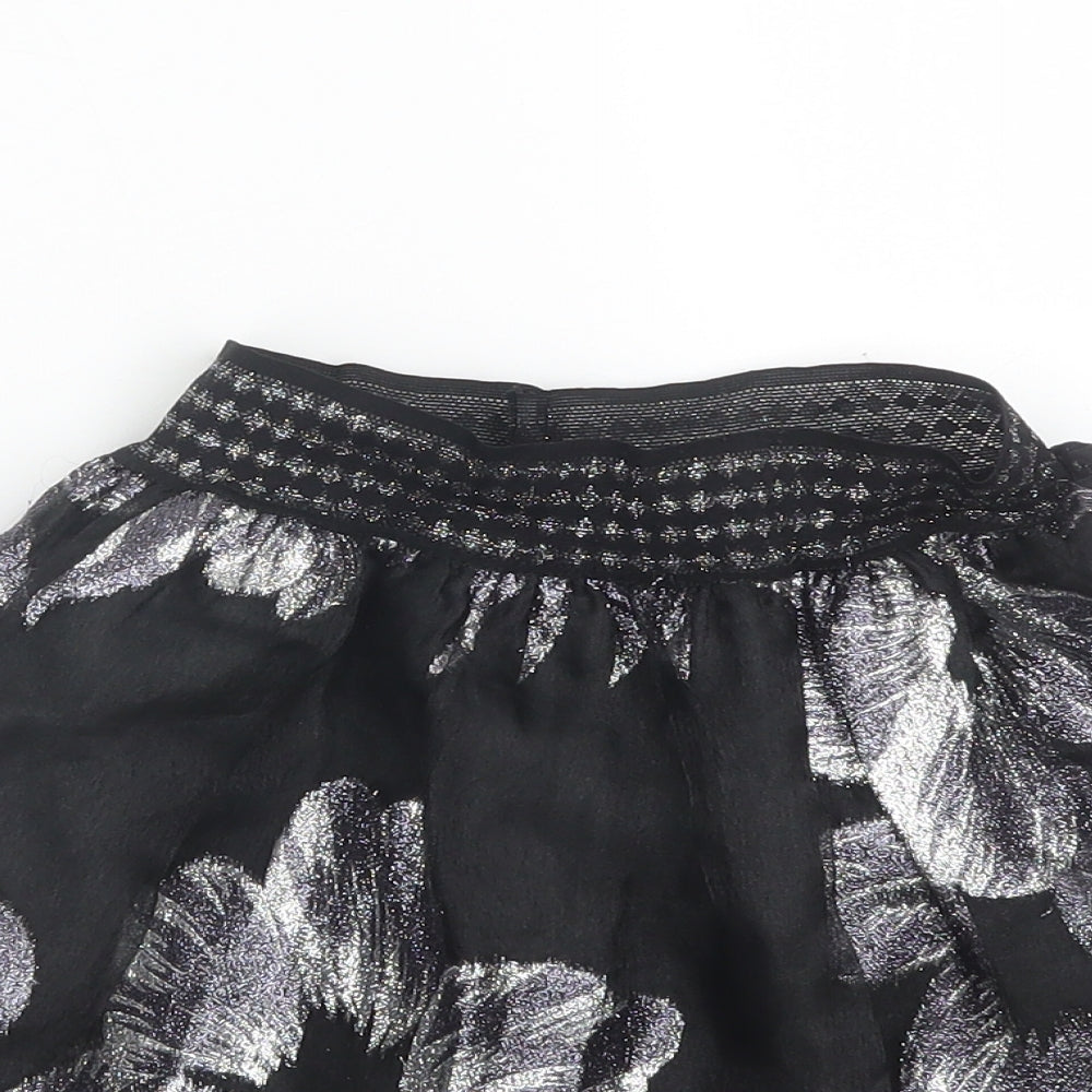 TU Girls Black Floral  Flare Skirt Size 7 Years