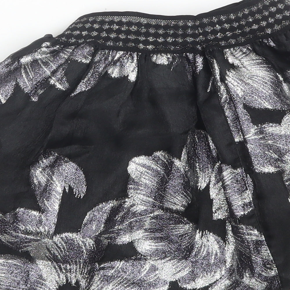 TU Girls Black Floral  Flare Skirt Size 7 Years