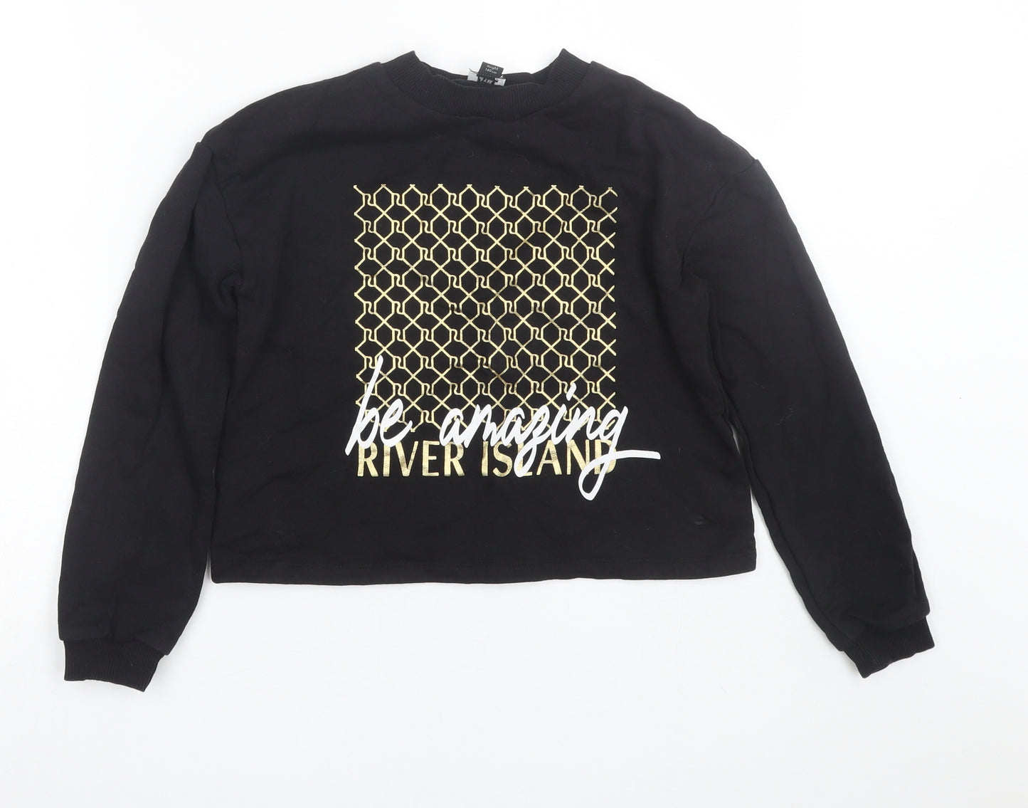 River Island Girls Black   Pullover Sweatshirt Size 9-10 Years