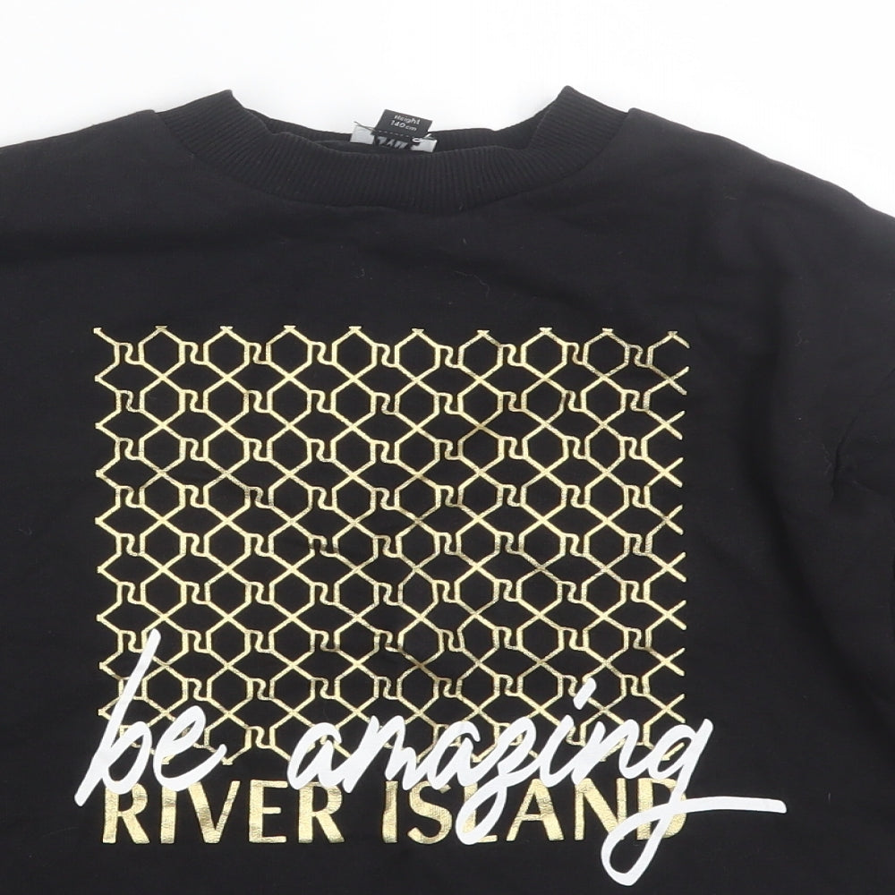 River Island Girls Black   Pullover Sweatshirt Size 9-10 Years