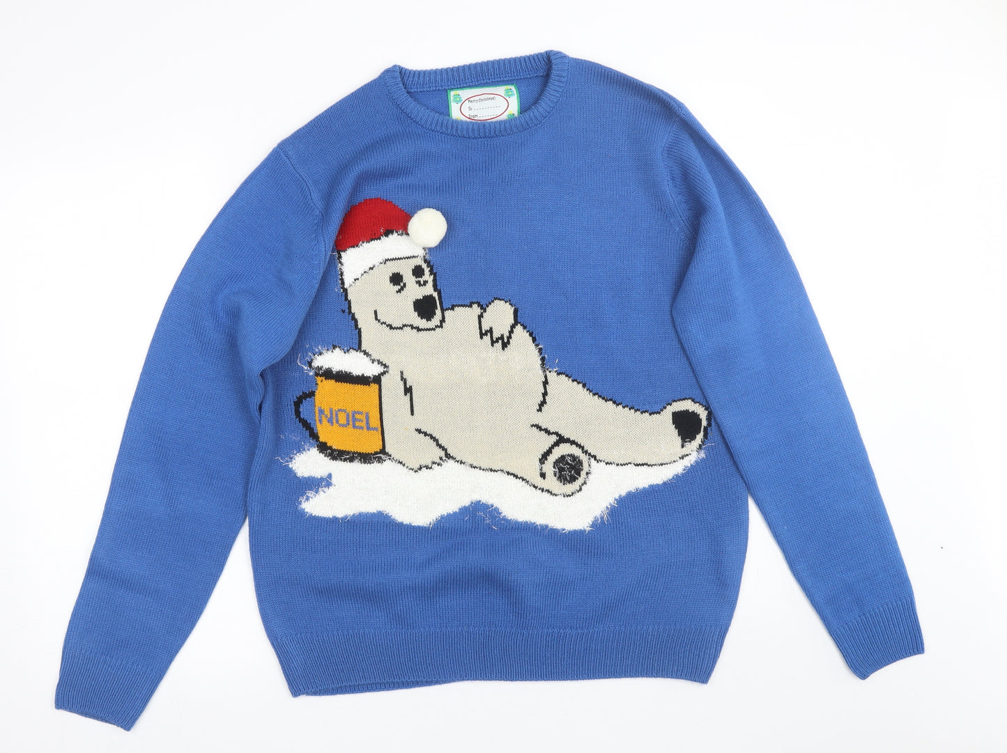 Primark Mens Blue   Pullover Jumper Size L  - Christmas Polar Bear