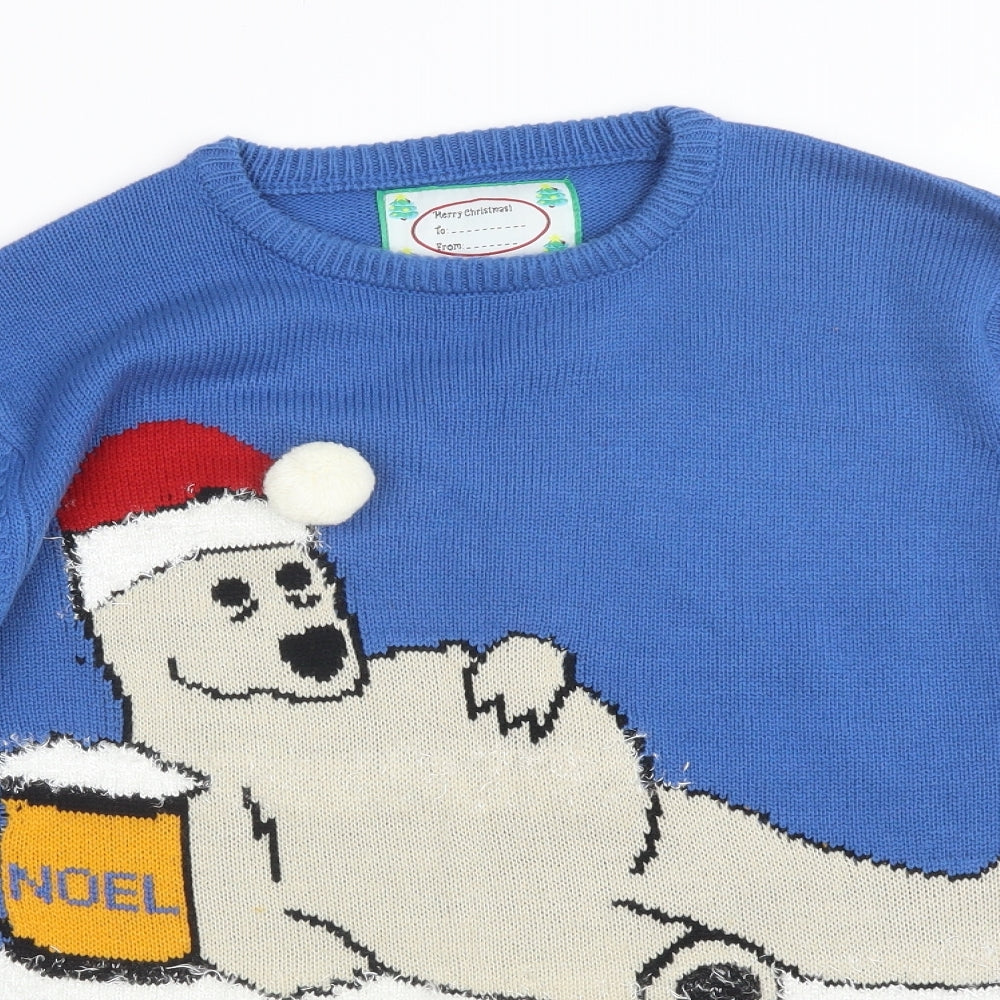 Primark Mens Blue   Pullover Jumper Size L  - Christmas Polar Bear