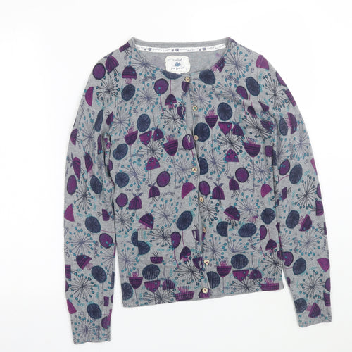 Debenhams Womens Grey Floral  Cardigan Jumper Size 10