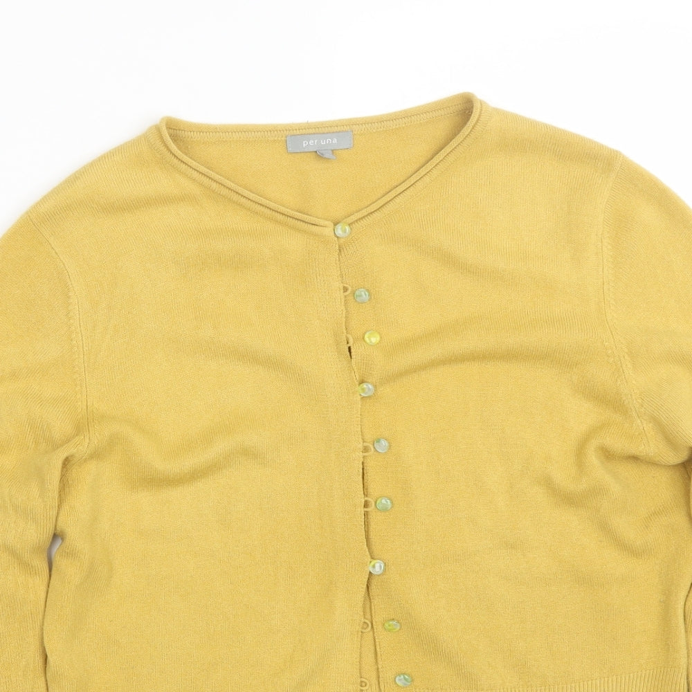 Per Una Womens Yellow   Cardigan Jumper Size 16