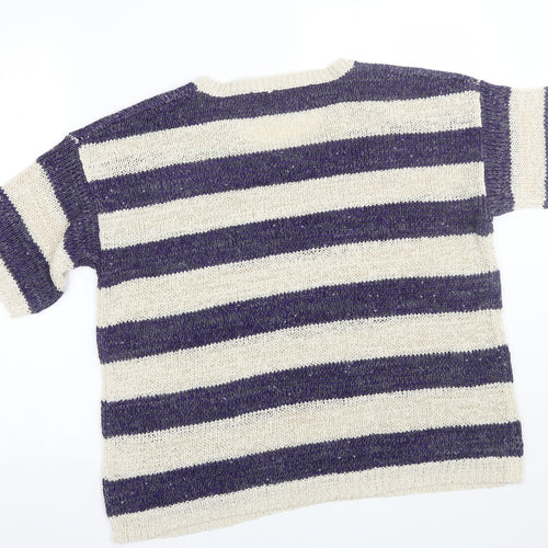 Ti Womens Purple Striped  Pullover Jumper Size 16