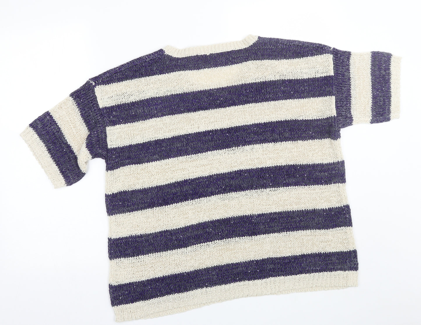 Ti Womens Purple Striped  Pullover Jumper Size 16