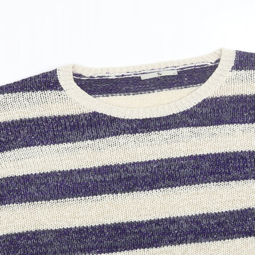 Ti Womens Purple Striped  Pullover Jumper Size 16