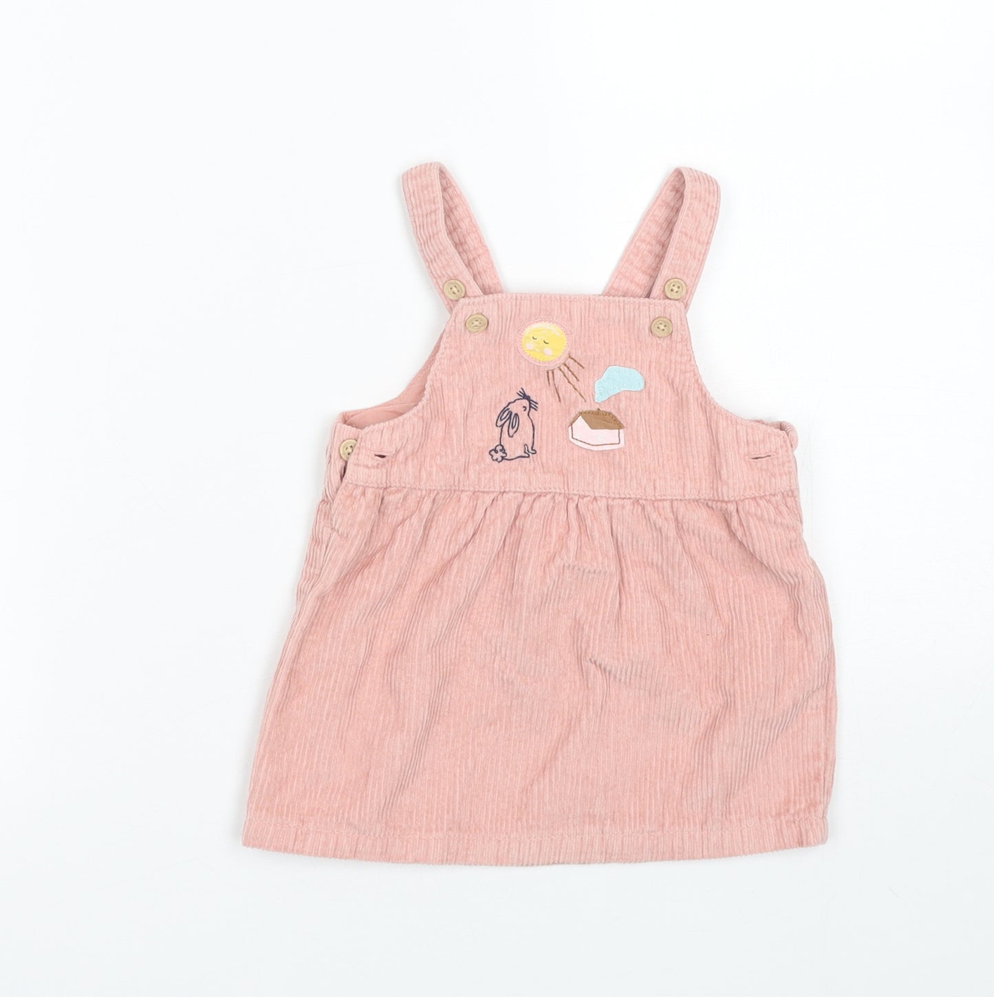 M&S Girls Pink  Corduroy Pinafore/Dungaree Dress  Size 3-6 Months