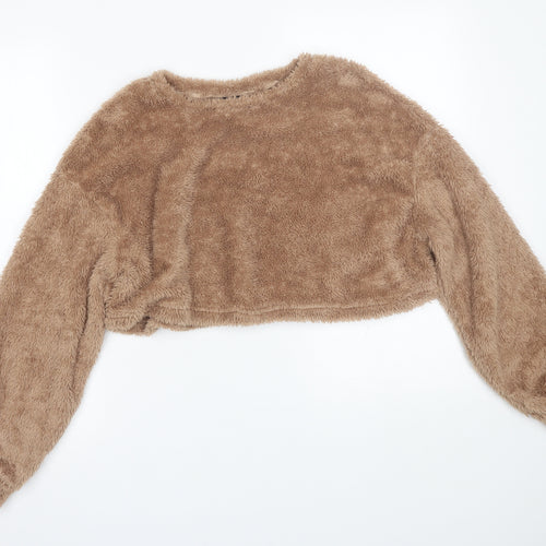 Shien Womens Brown  Fleece Pullover Jumper Size S