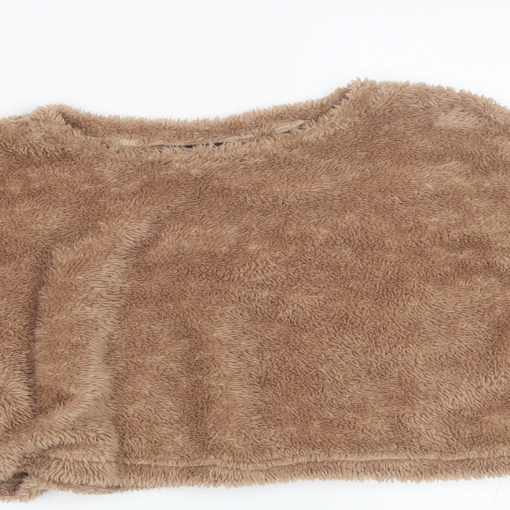 Shien Womens Brown  Fleece Pullover Jumper Size S