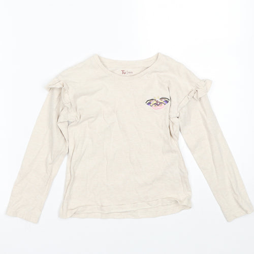 TU Girls Beige   Basic T-Shirt Size 5 Years  - butterfly