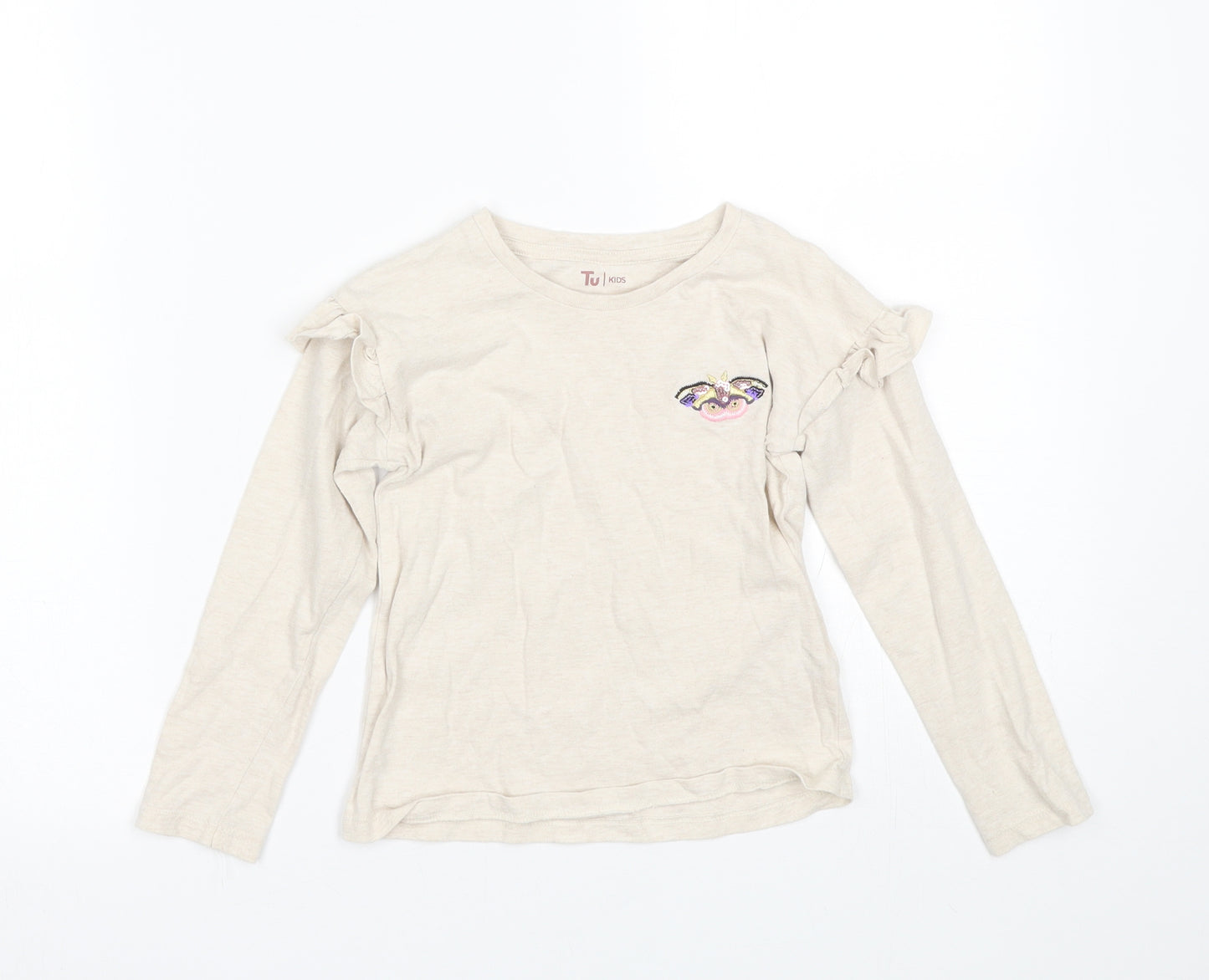 TU Girls Beige   Basic T-Shirt Size 5 Years  - butterfly