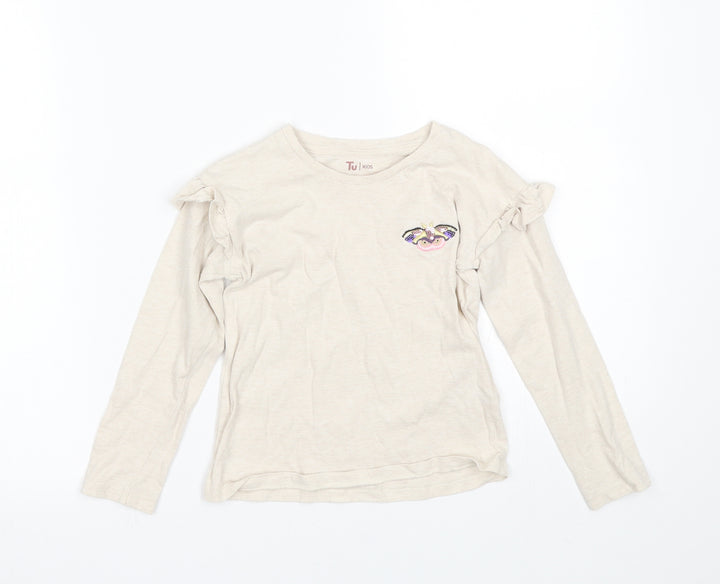 TU Girls Beige   Basic T-Shirt Size 5 Years  - butterfly