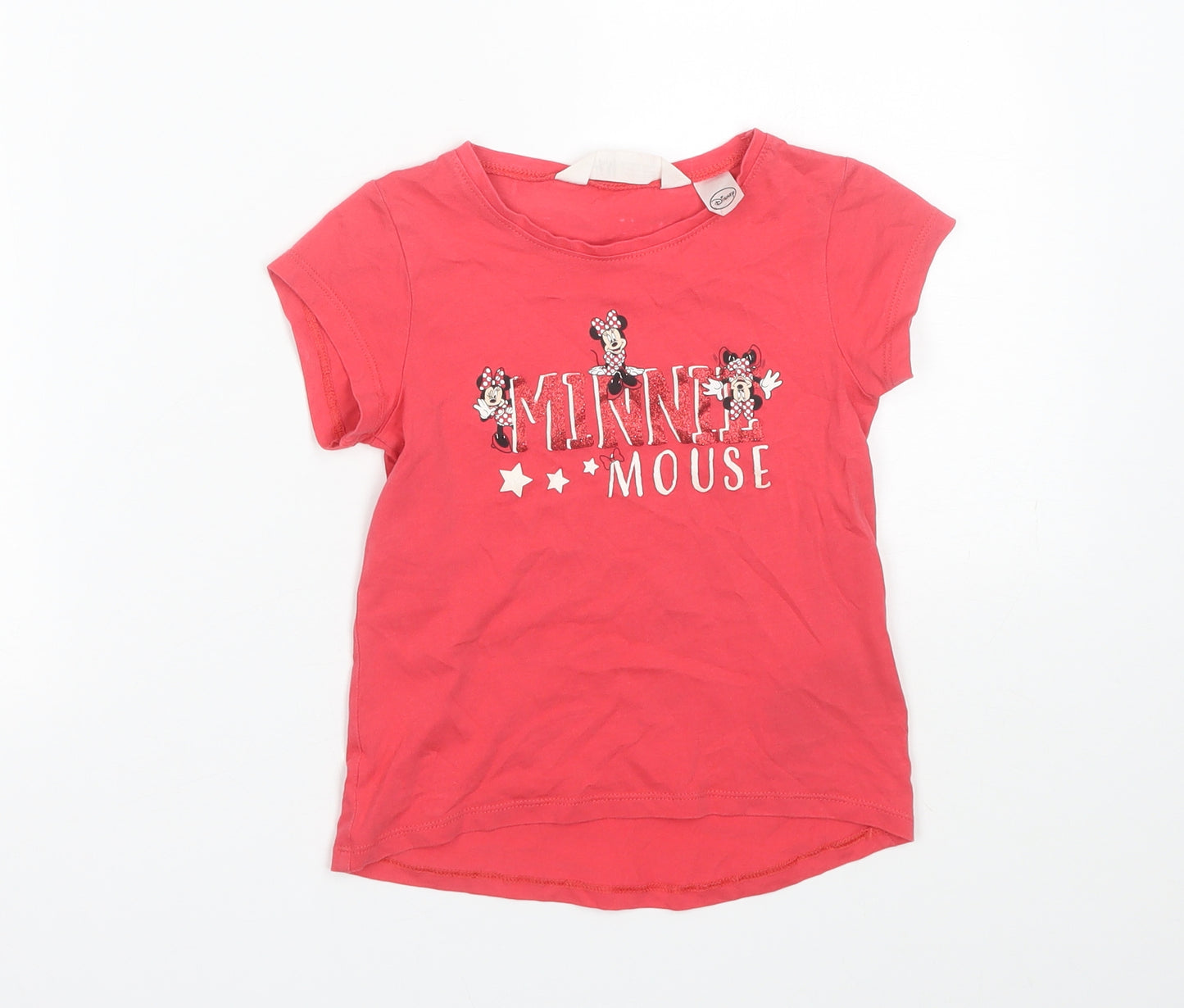 H&M Girls Red   Basic T-Shirt Size 5-6 Years  - Minnie mouse