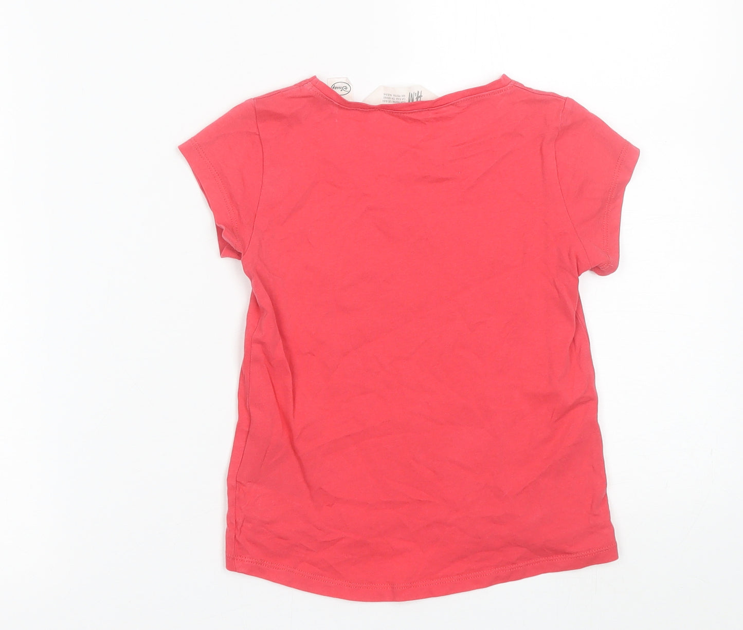 H&M Girls Red   Basic T-Shirt Size 5-6 Years  - Minnie mouse