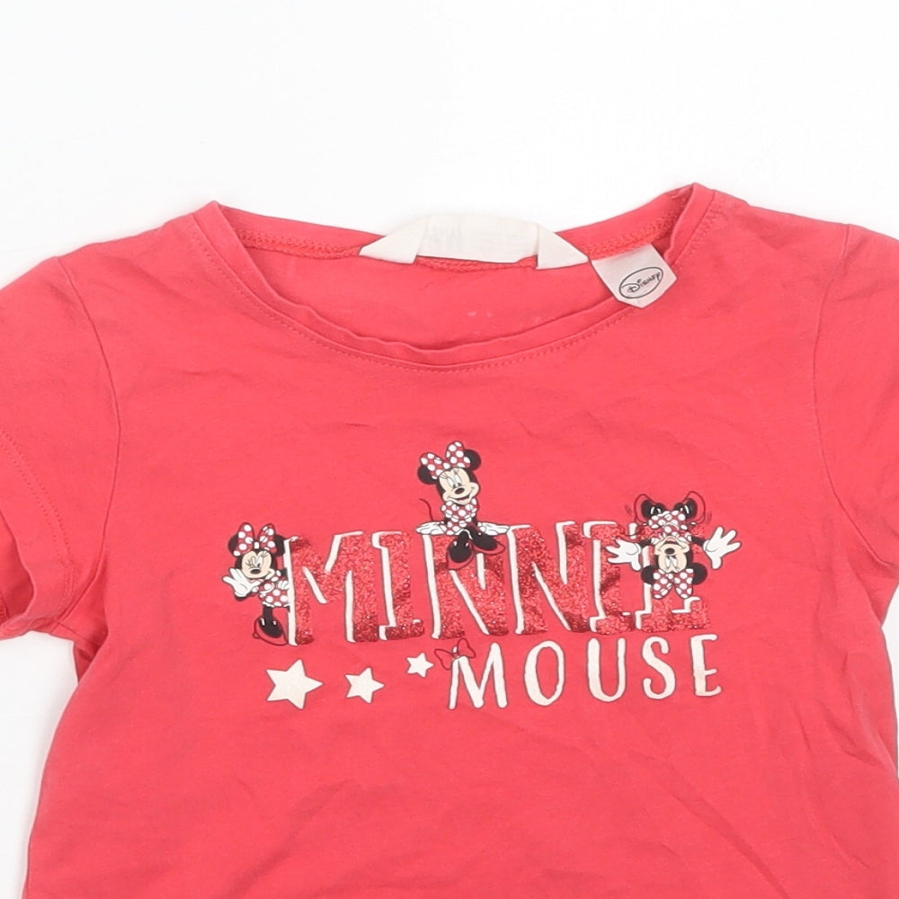 H&M Girls Red   Basic T-Shirt Size 5-6 Years  - Minnie mouse