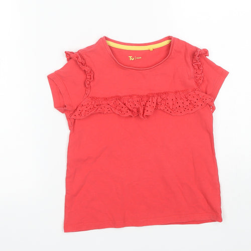 TU Boys Red   Basic T-Shirt Size 5-6 Years