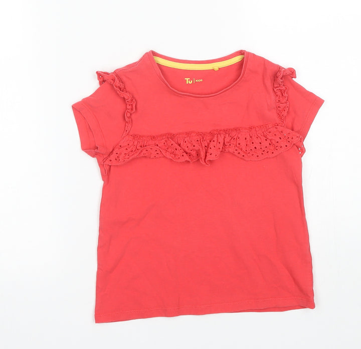 TU Boys Red   Basic T-Shirt Size 5-6 Years