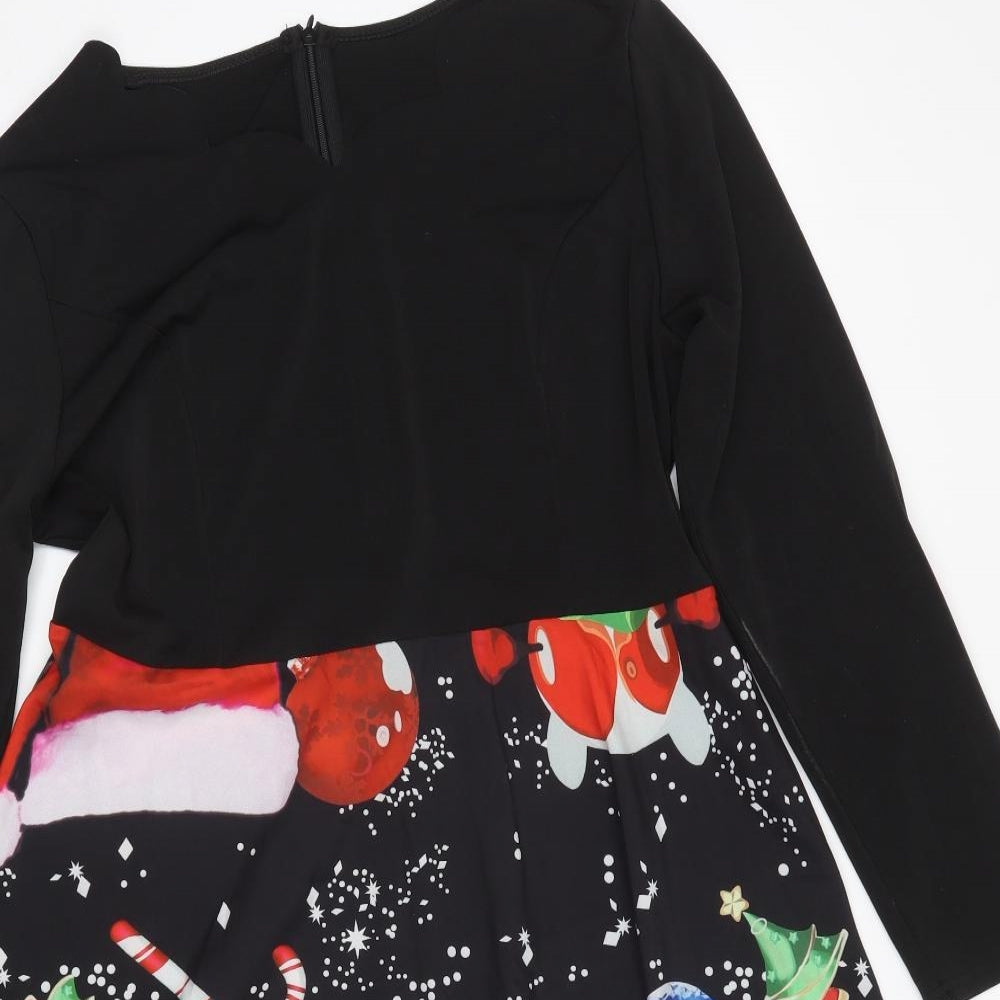 Preworn Womens Black   T-Shirt Dress  Size 2XL  - Christmas dress