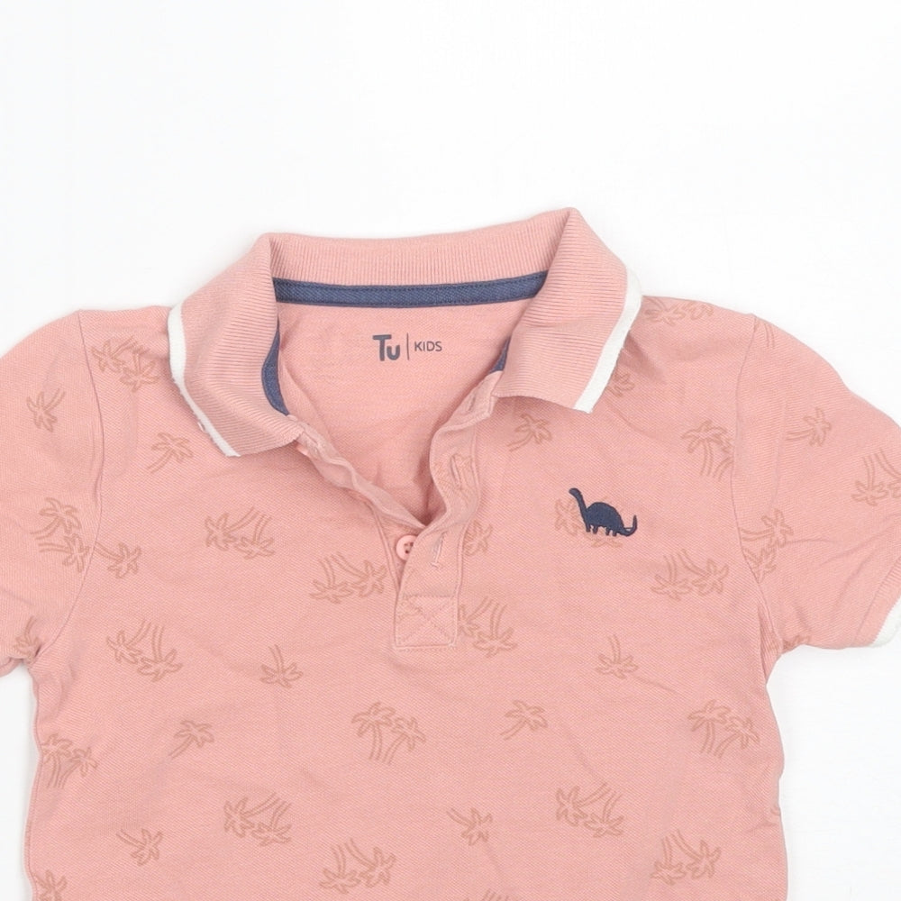 TU Boys Pink Floral  Basic Polo Size 2-3 Years
