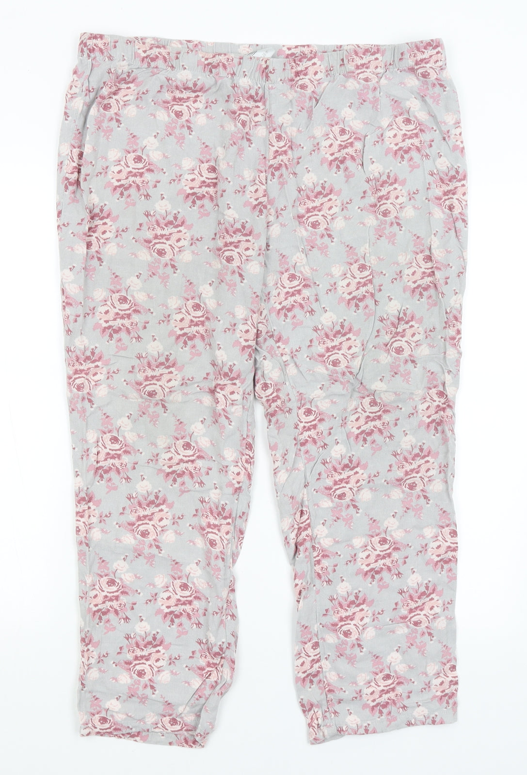 H&M Womens Blue Floral  Trousers  Size L L25 in