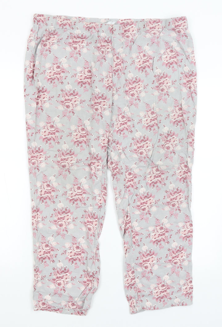 H&M Womens Blue Floral  Trousers  Size L L25 in
