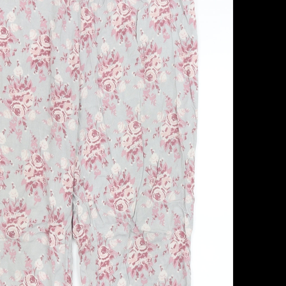 H&M Womens Blue Floral  Trousers  Size L L25 in