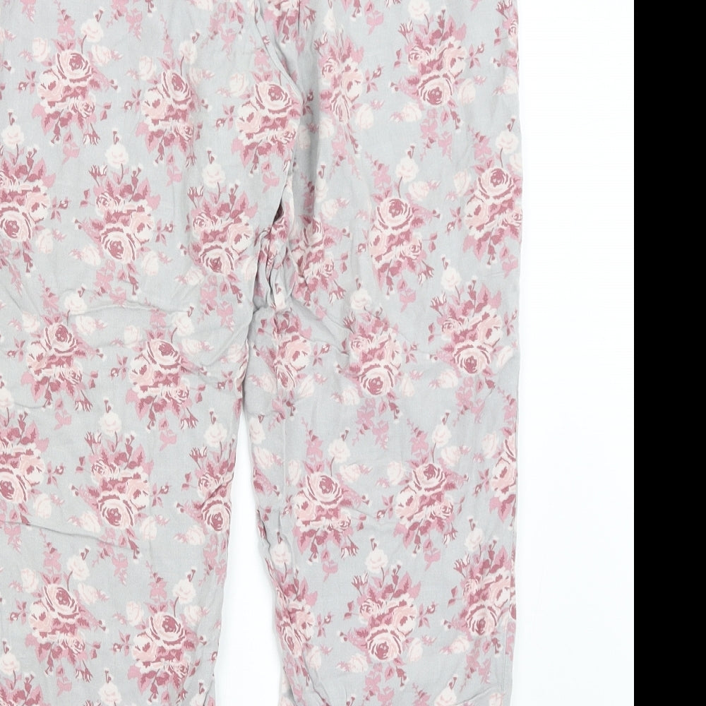 H&M Womens Blue Floral  Trousers  Size L L25 in