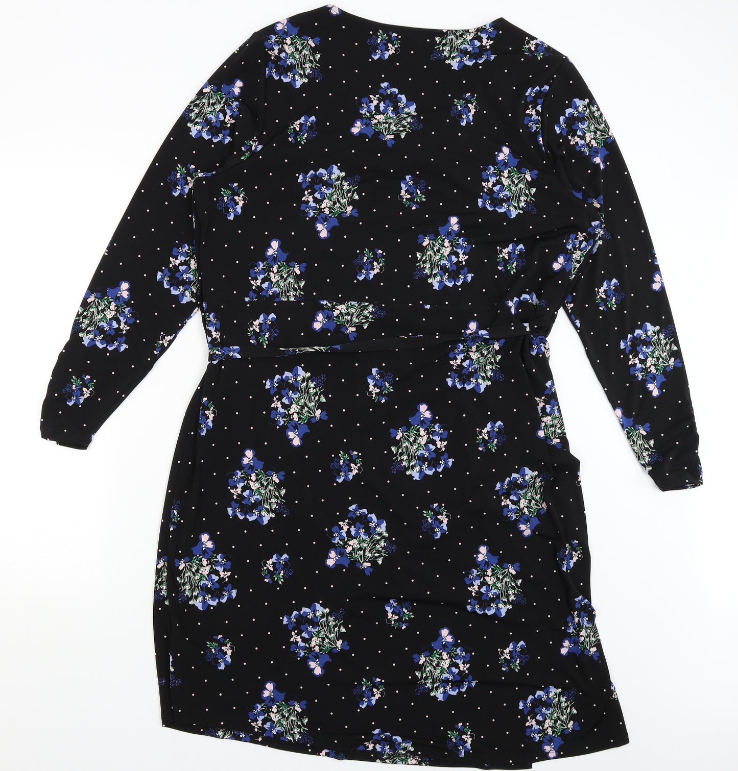 M&S Womens Black Floral  Wrap Dress  Size 22
