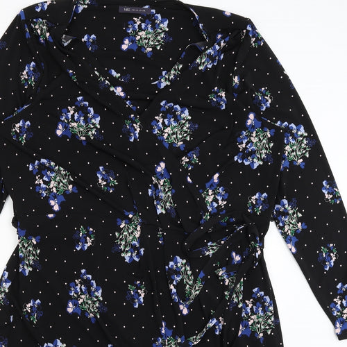 M&S Womens Black Floral  Wrap Dress  Size 22