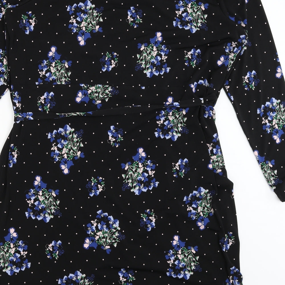 M&S Womens Black Floral  Wrap Dress  Size 22
