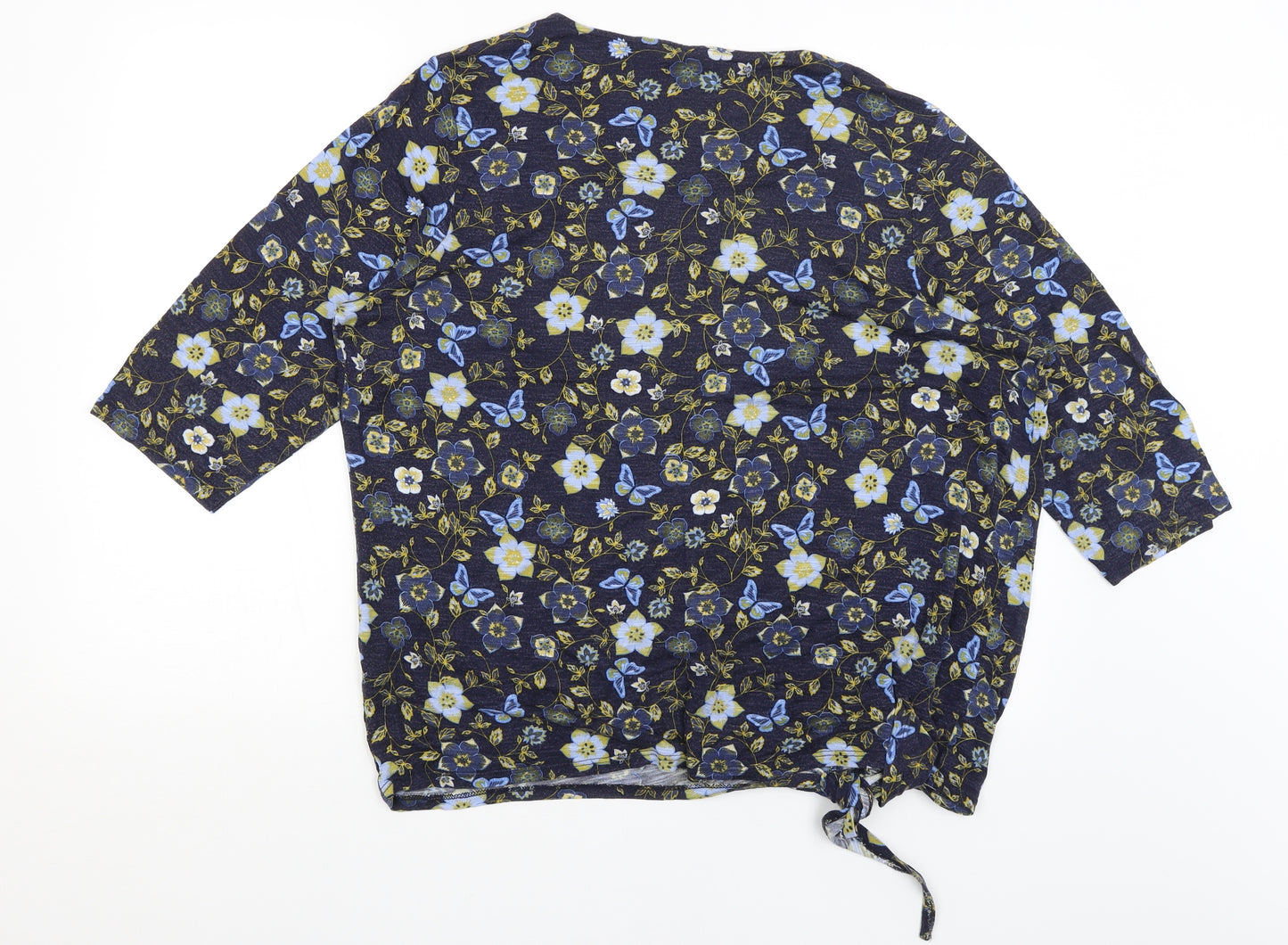 M&Co Womens Blue Floral  Basic T-Shirt Size 24