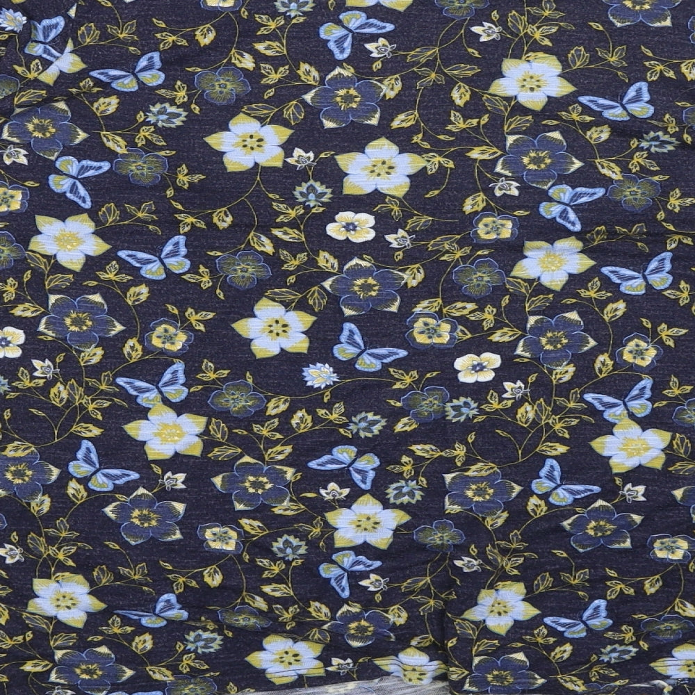 M&Co Womens Blue Floral  Basic T-Shirt Size 24