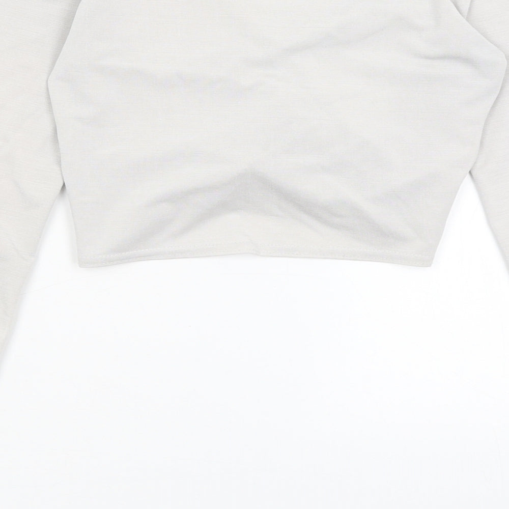 Pretty Little Thing Womens Grey   Cropped T-Shirt Size 6