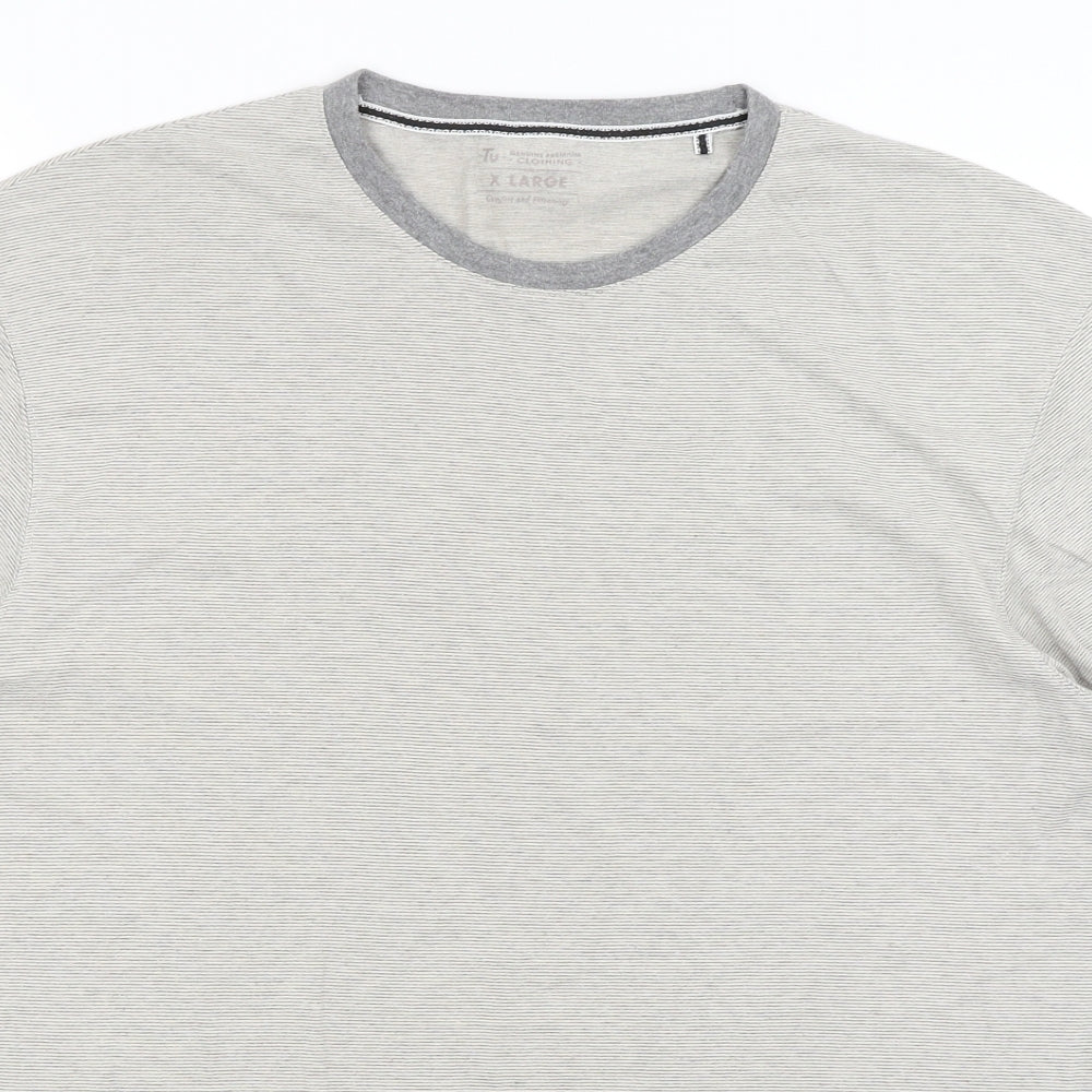 TU Mens Grey Striped   T-Shirt Size XL
