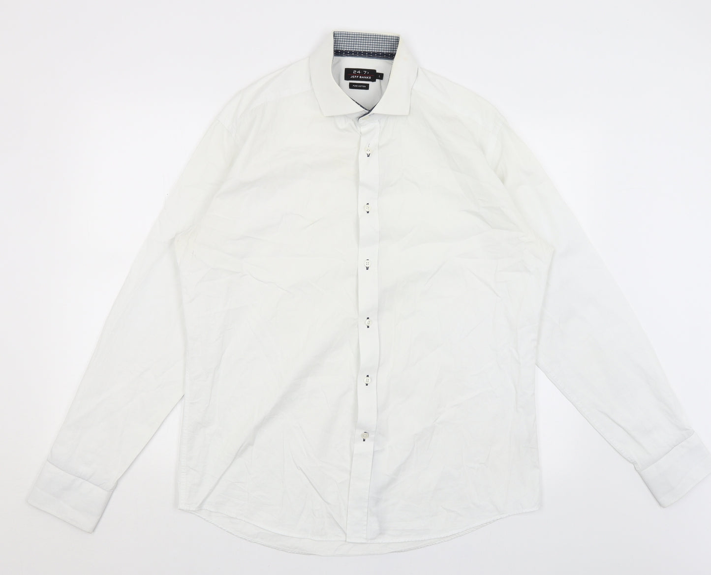Jeff Banks Mens White    Dress Shirt Size L