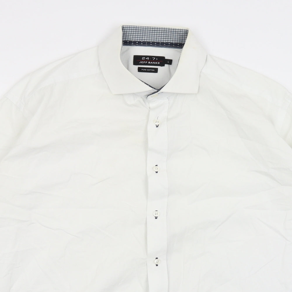 Jeff Banks Mens White    Dress Shirt Size L