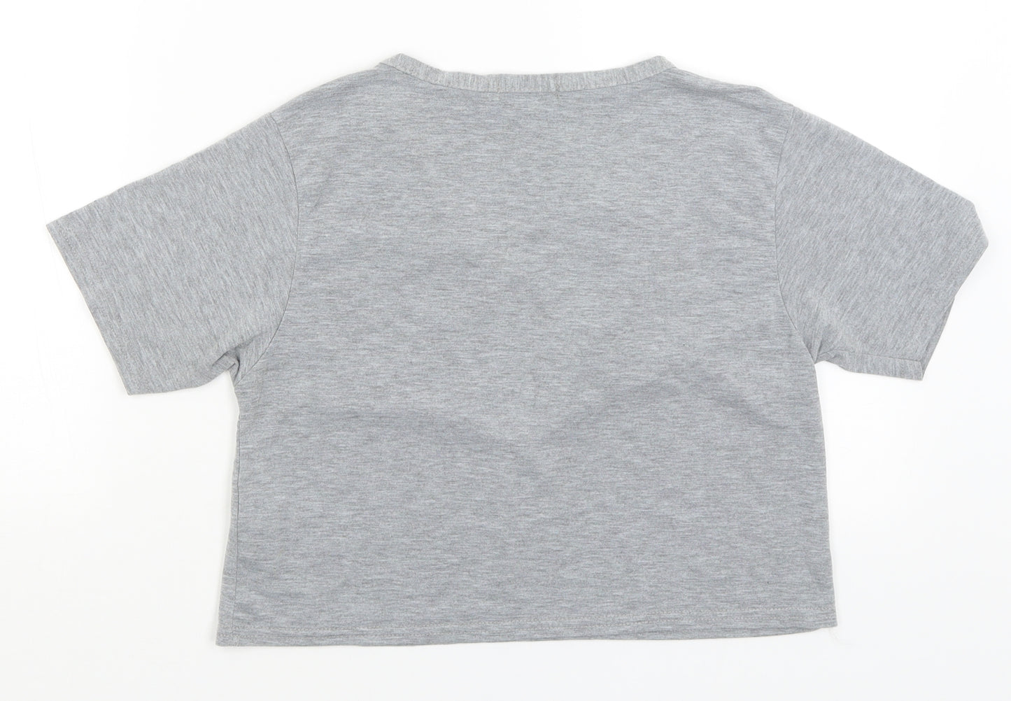 Pretty Little Thing Womens Grey   Cropped T-Shirt Size 12
