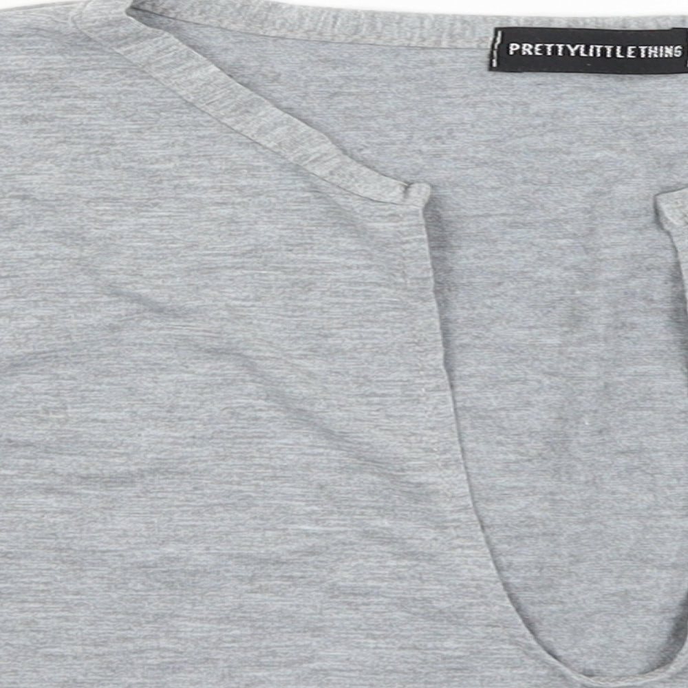 Pretty Little Thing Womens Grey   Cropped T-Shirt Size 12